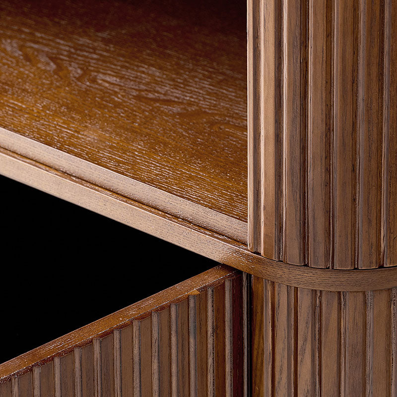 Silvia  Modern Fluted Wood Bookcase Cabinet