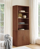 Silvia  Modern Fluted Wood Bookcase Cabinet