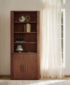 Silvia  Modern Fluted Wood Bookcase Cabinet