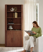 Silvia  Modern Fluted Wood Bookcase Cabinet