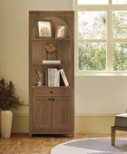 Baggio Modern Storage Bookcase with Smooth-Glide Drawer and LED