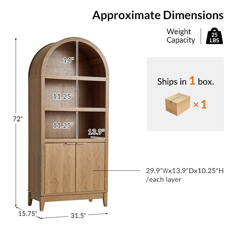 Victoria Modern  Curved Top Bookcase