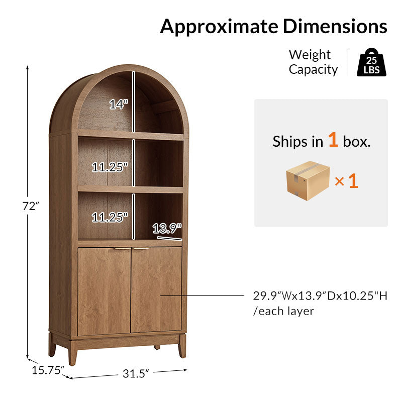 Victoria Modern  Curved Top Bookcase