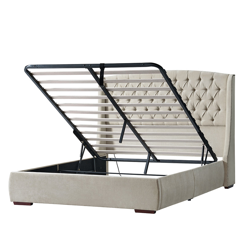 Pedro Hydraulic Lift Storage Bed with USB Ports and High Headboard