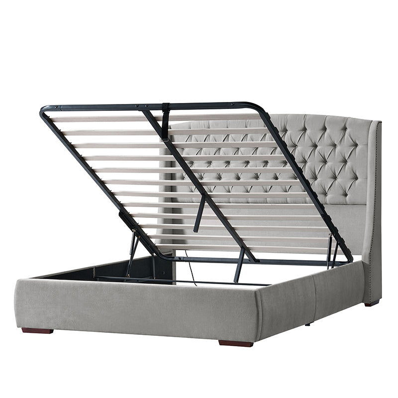 Pedro Hydraulic Lift Storage Bed with USB Ports and High Headboard