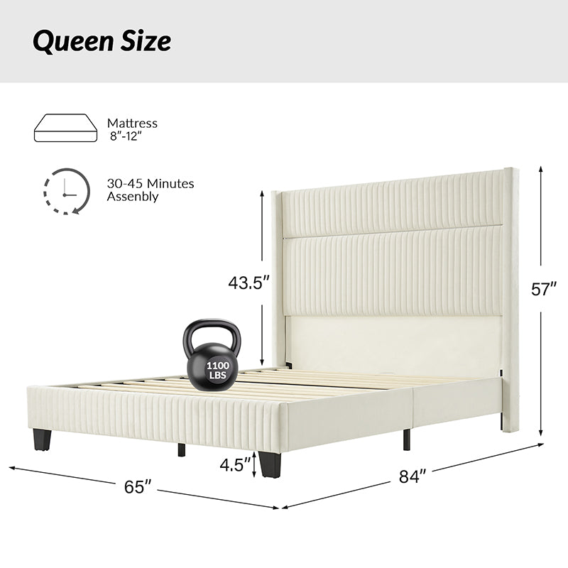 Diana 57'' H Velvet Bed with Built-In LED Tube Lighting