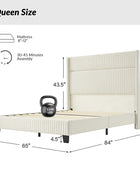 Diana 57'' H Velvet Bed with Built-In LED Tube Lighting