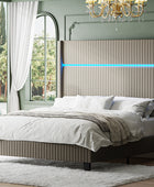 Diana 57'' H Velvet Bed with Built-In LED Tube Lighting