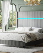 Diana 57'' H Velvet Bed with Built-In LED Tube Lighting