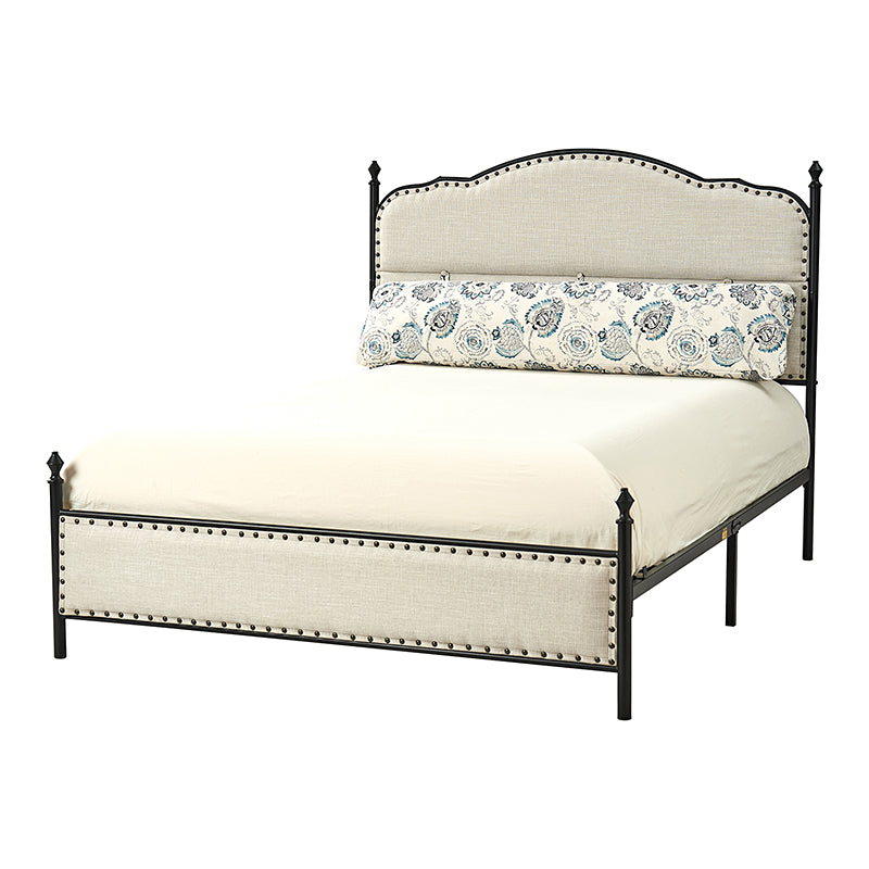 Ofelia 61" Transitional Upholstered Platform Metal Bed with Various Patterned Long Cushions