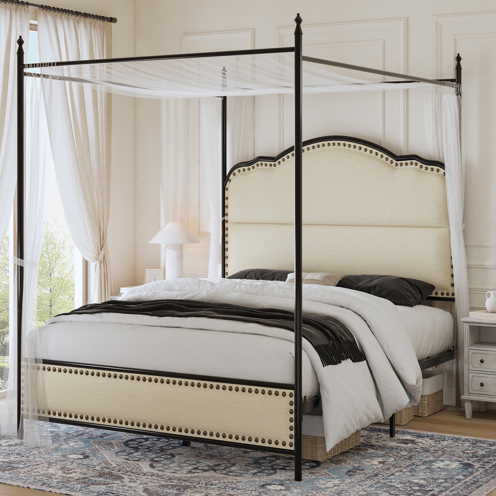 Natalia 61" Queen Size Bed with Mosquito Net