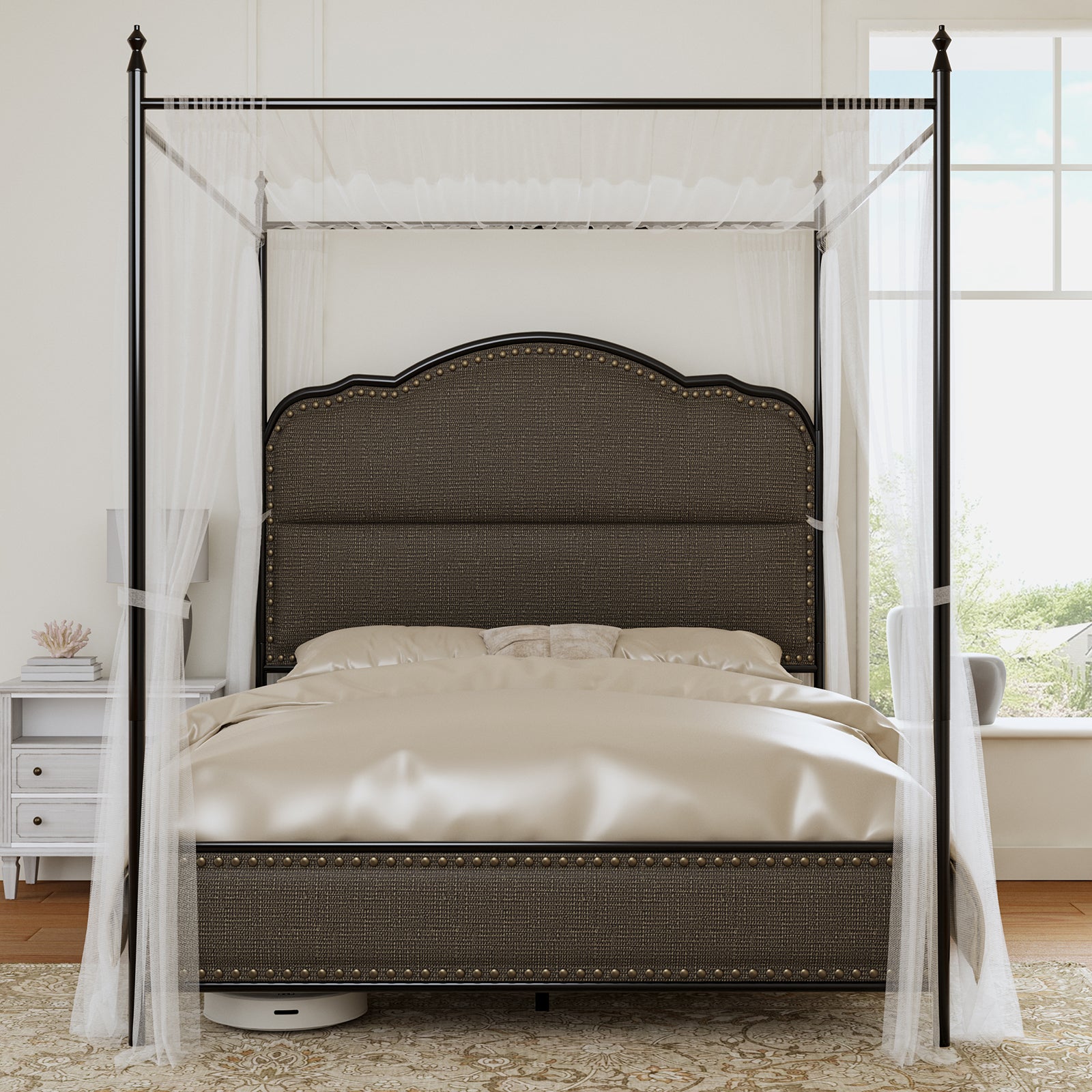 Natalia 61" Queen Size Bed with Mosquito Net