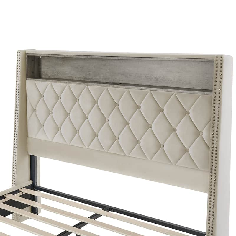 Grabiel Multifunctional Bed with Storage - Charging Headboard & Integrated Lighting