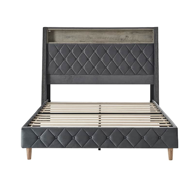 Grabiel Multifunctional Bed with Storage - Charging Headboard & Integrated Lighting