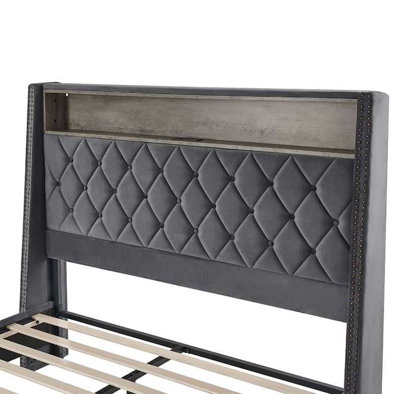 Grabiel Multifunctional Bed with Storage - Charging Headboard & Integrated Lighting