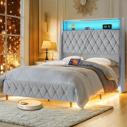 Grabiel Multifunctional Bed with Storage - Charging Headboard & Integrated Lighting