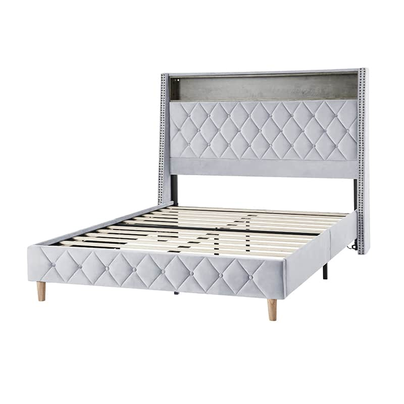 Grabiel Multifunctional Bed with Storage - Charging Headboard & Integrated Lighting