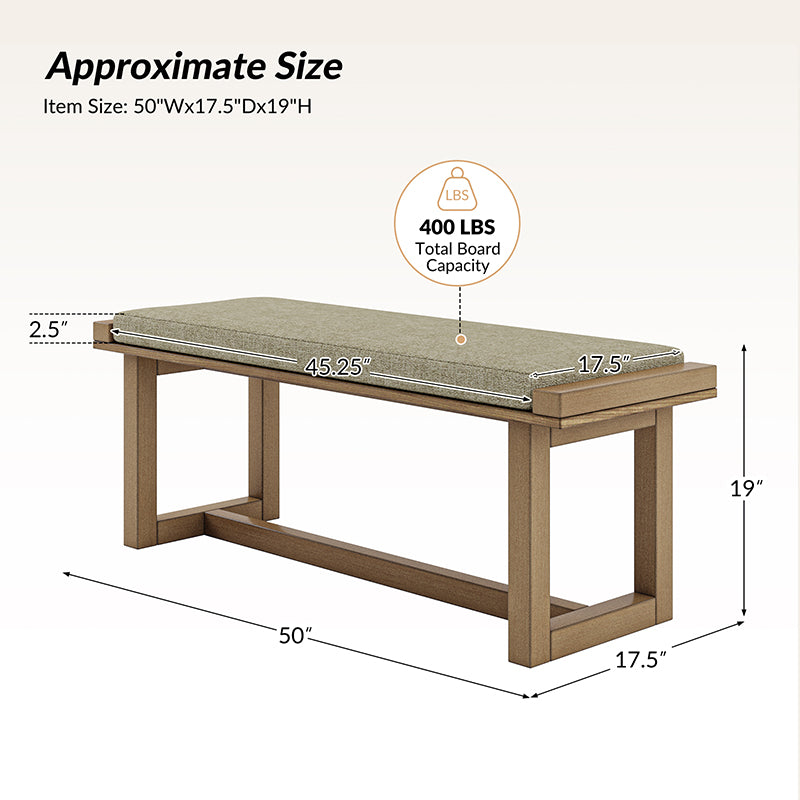 Ema Modern Style Dining Bench with Solid Wood Frame