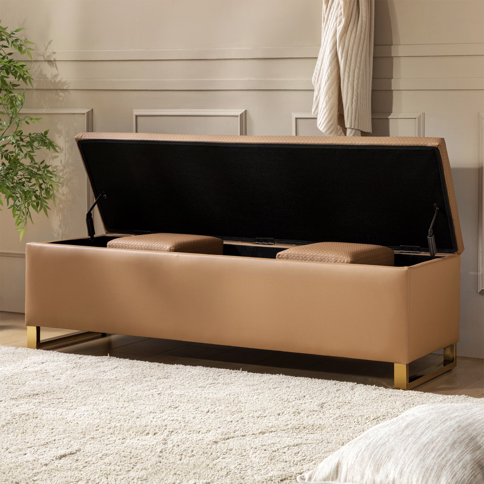 Pablo Storage Bench with Two Small Ottomans