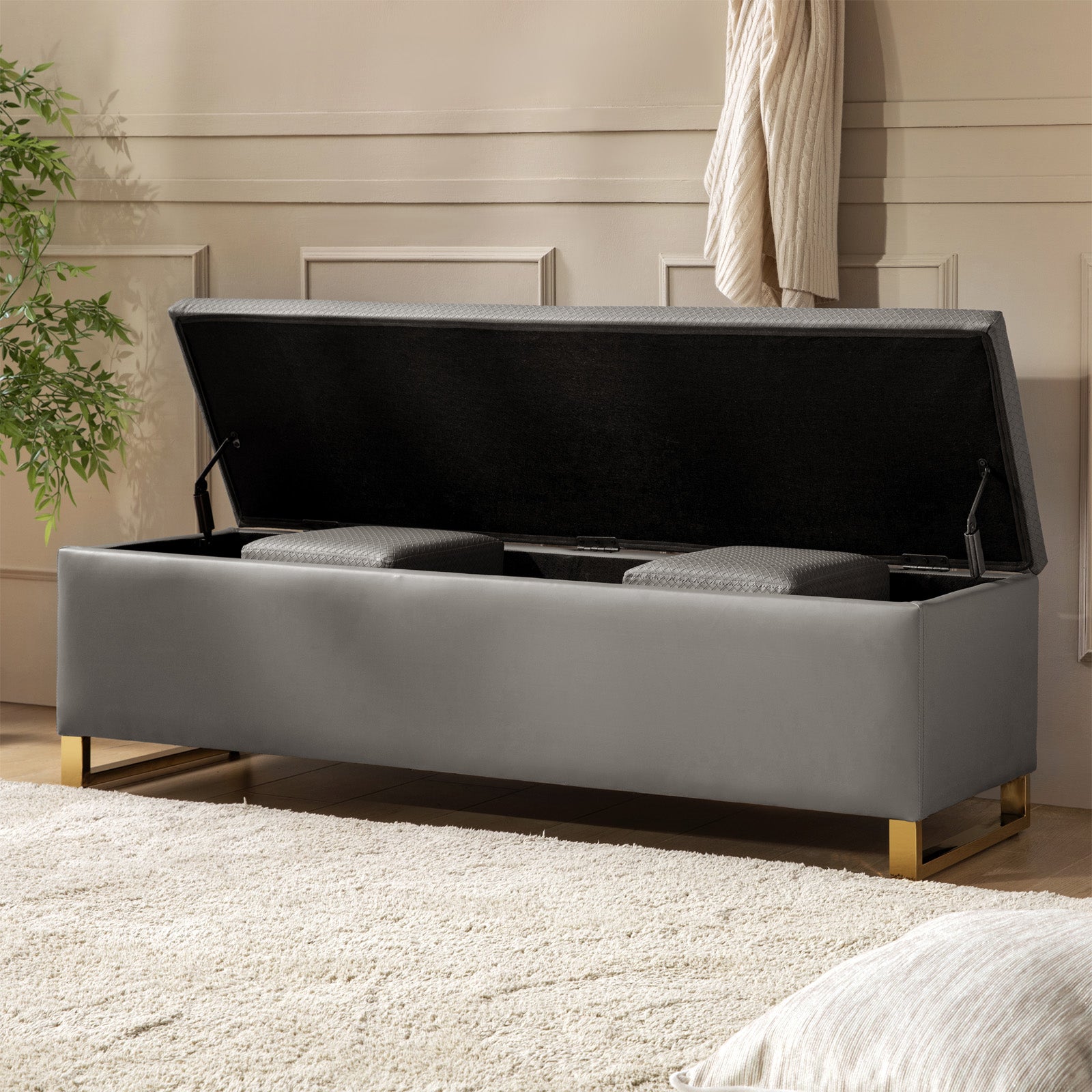 Pablo Storage Bench with Two Small Ottomans