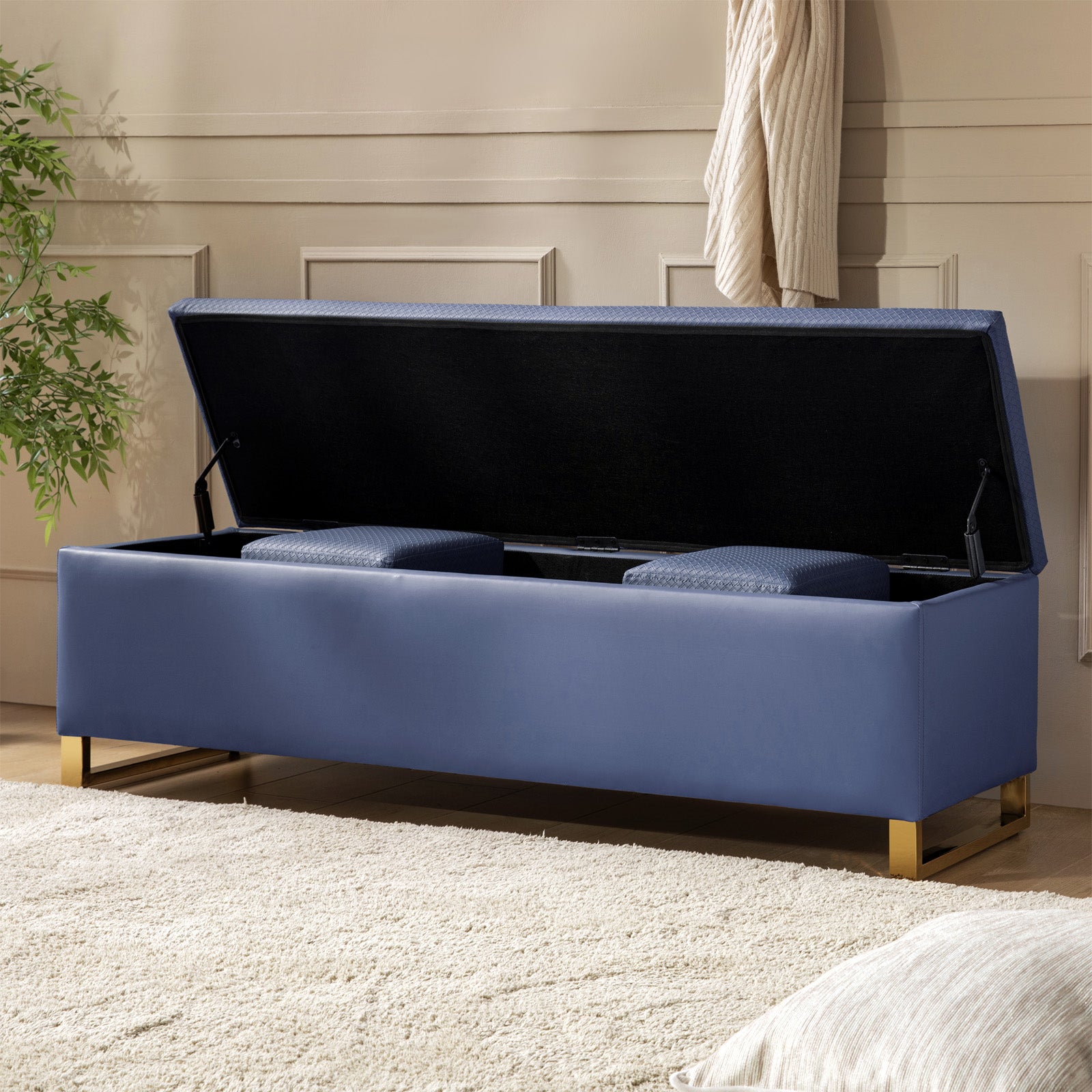 Pablo Storage Bench with Two Small Ottomans