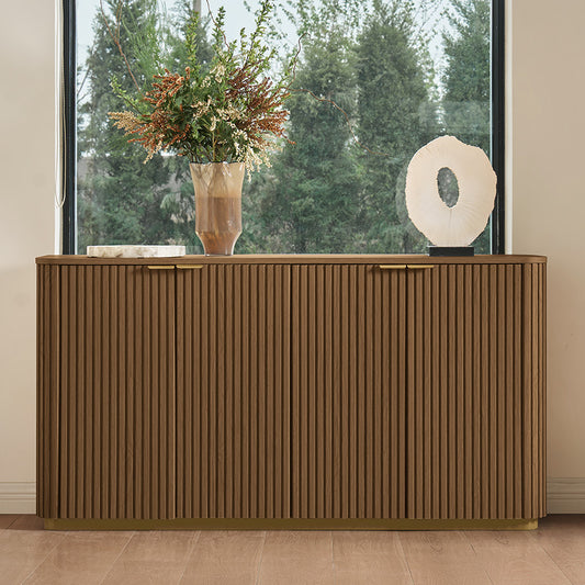 Modern Curved Wood Cabinet with Elegant Storage Solution