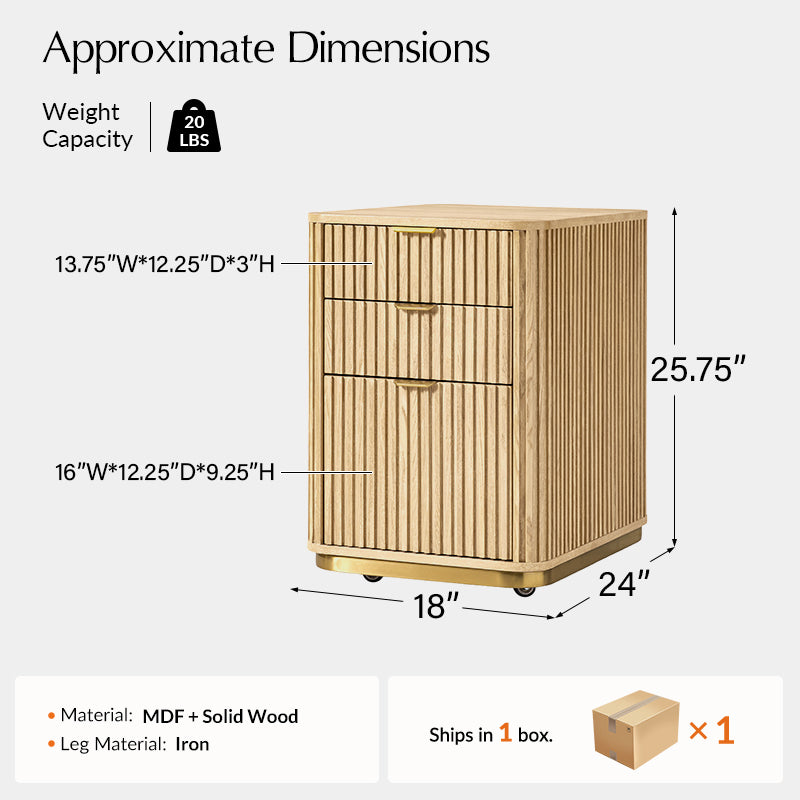 Modern Fluted Cabinet with Drawers and A4 File Storage