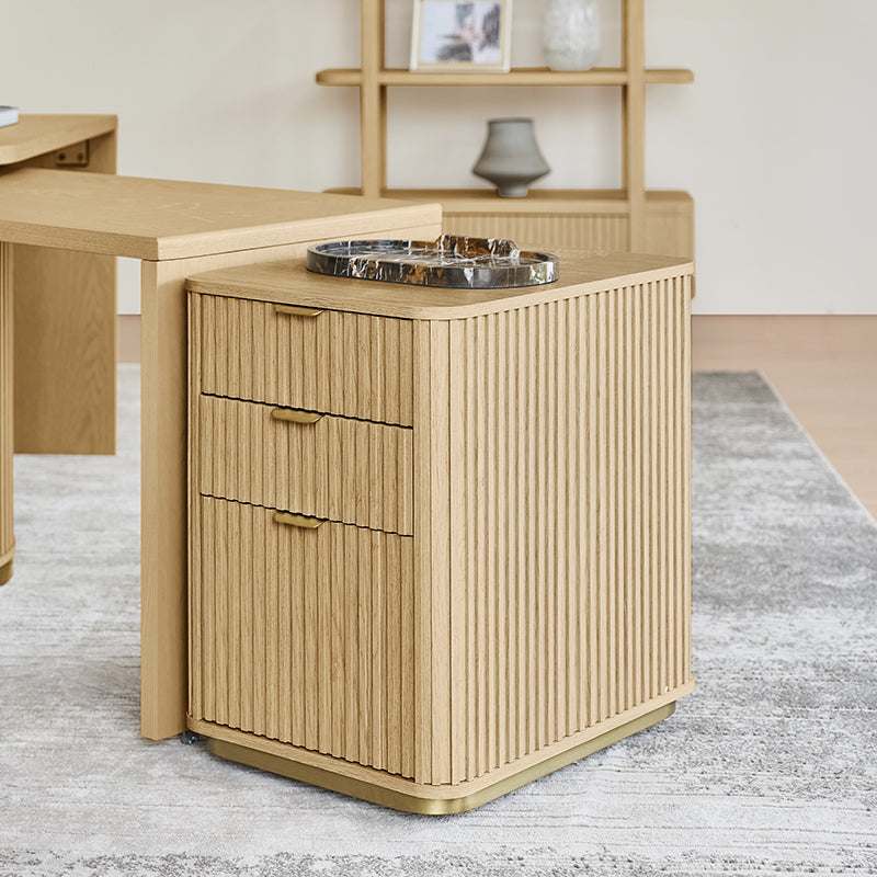 Modern Fluted Cabinet with Drawers and A4 File Storage