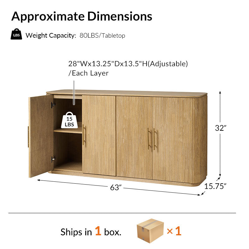 Ivan Fluted Premium Wood Cabinet