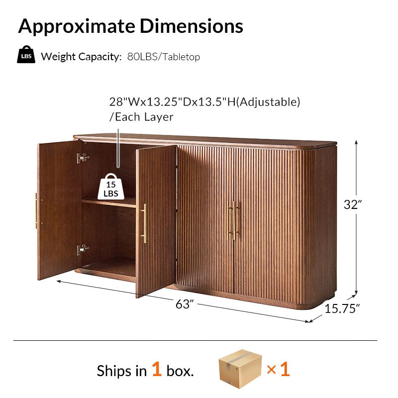 Ivan Fluted Premium Wood Cabinet