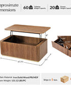 Multifunctional Slatted Design Lift-Top Coffee Table with Hidden Storage and Drawers