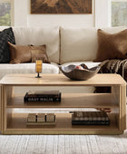 Esteban Modern Fluted Wood Coffee Table with Metal Base