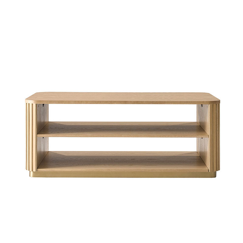 Esteban Modern Fluted Wood Coffee Table with Metal Base