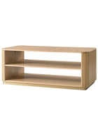 Esteban Modern Fluted Wood Coffee Table with Metal Base