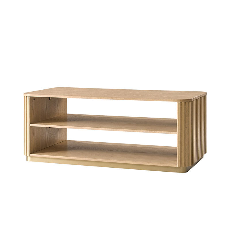 Esteban Modern Fluted Wood Coffee Table with Metal Base