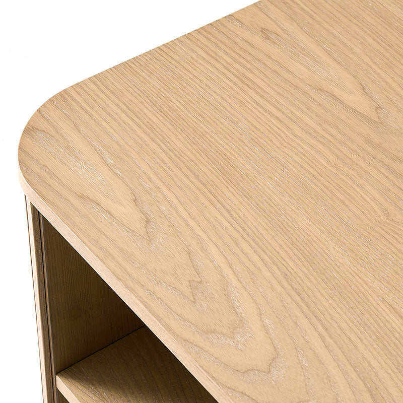 Esteban Modern Fluted Wood Coffee Table with Metal Base