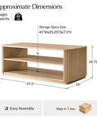 Esteban Modern Fluted Wood Coffee Table with Metal Base