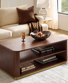 Esteban Modern Fluted Wood Coffee Table with Metal Base