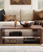 Esteban Modern Fluted Wood Coffee Table with Metal Base