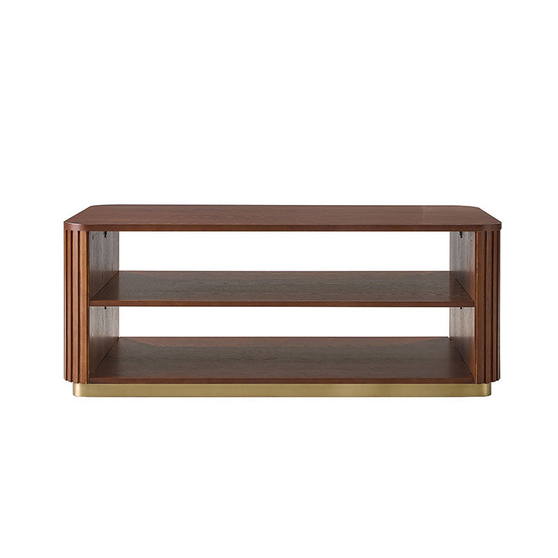 Esteban Modern Fluted Wood Coffee Table with Metal Base