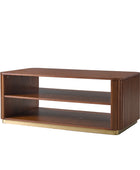 Esteban Modern Fluted Wood Coffee Table with Metal Base