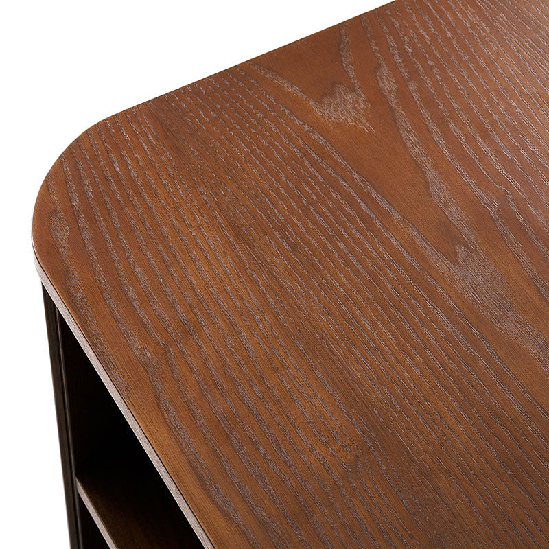 Esteban Modern Fluted Wood Coffee Table with Metal Base