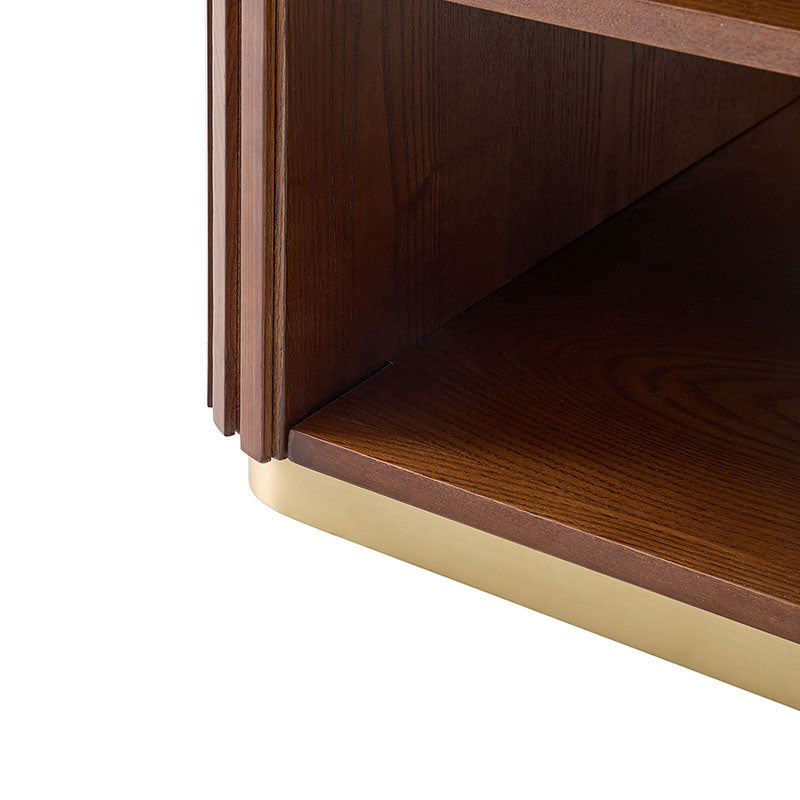 Esteban Modern Fluted Wood Coffee Table with Metal Base