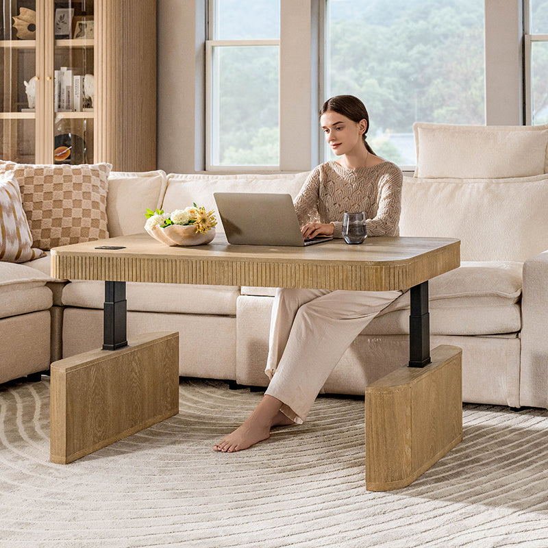 Matilde Electric Standing Coffee Table Desk with Storage