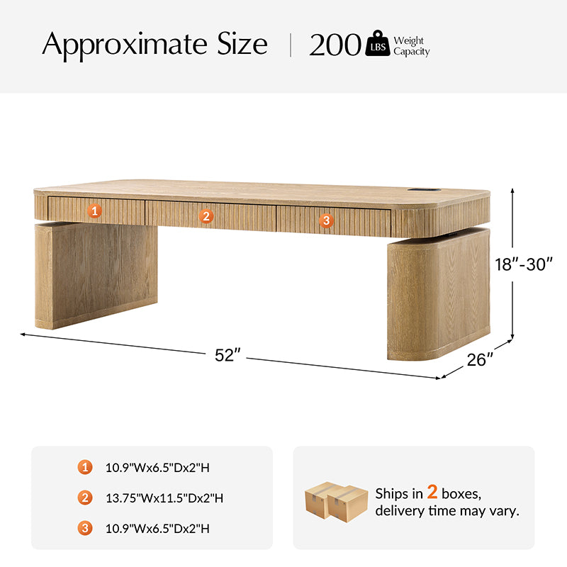 Matilde Electric Standing Coffee Table Desk with Storage