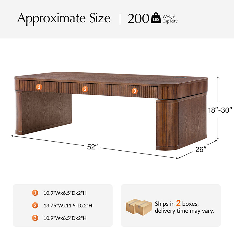 Matilde Electric Standing Coffee Table Desk with Storage