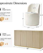 Tomas 8-Piece Modern Extendable Dining Set with Storage Buffet & Swivel Chairs