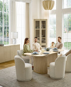 Tomas 8-Piece Modern Extendable Dining Set with Storage Buffet & Swivel Chairs