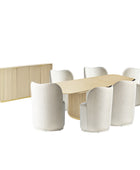 Tomas 8-Piece Modern Extendable Dining Set with Storage Buffet & Swivel Chairs