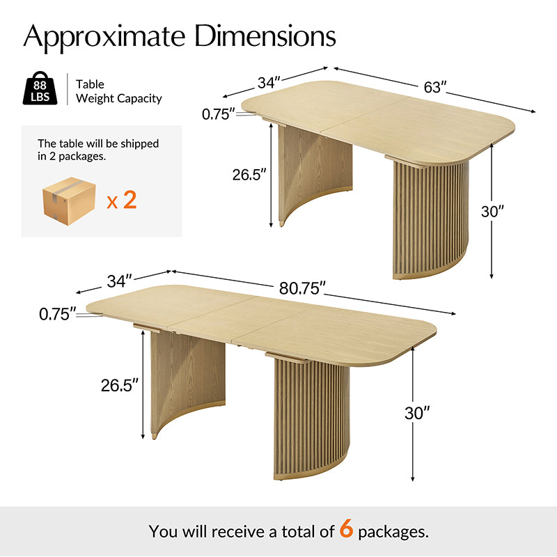 Tomas 8-Piece Modern Extendable Dining Set with Storage Buffet & Swivel Chairs